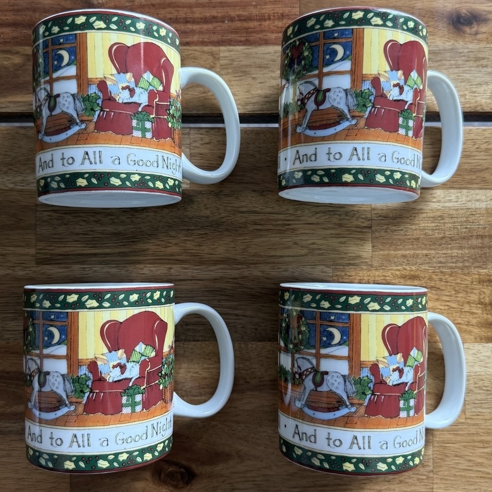 Portmeirion Studio Christmas Coffee Mugs Set of 4 Susan Winget A CHRISTMAS STORY
